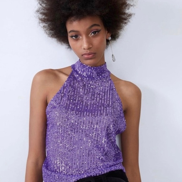 Zara Sequin Halter Top - Picture 4 of 5